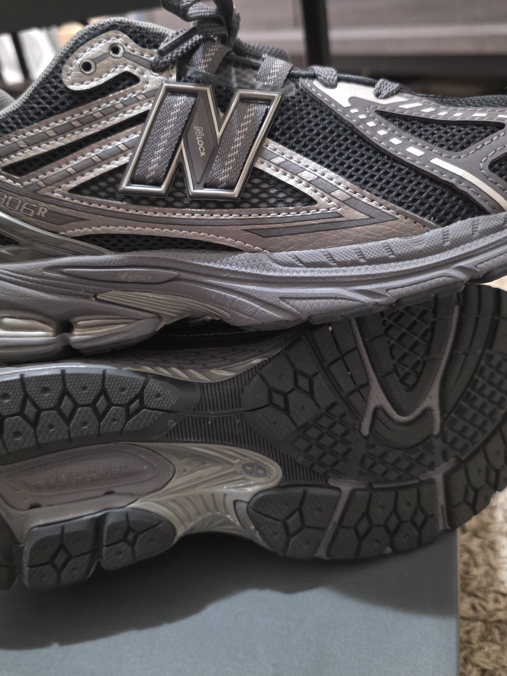 New Balance Big Kid’s Dark Gray and Silver Running Sneakers